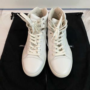 Dolce & Gabbana white leather high top sneakers
